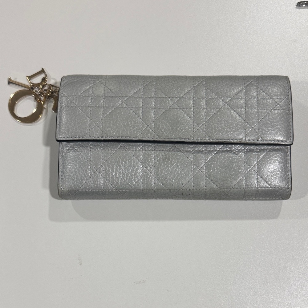 Dior Metallic Silver Quilted Clutch WOC
